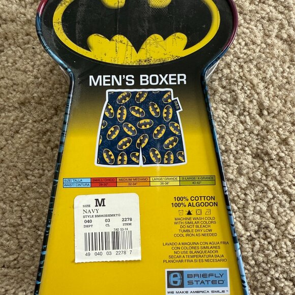 Mens BATMAN Boxer Underwear NEW SEALED collector MED DC Comics Navy Blue BAT Sig - Picture 2 of 5